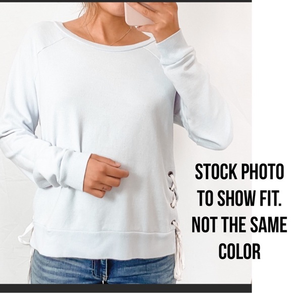 AERIE Gray Lace Up Sides Sweatshirt Size large - Picture 3 of 16